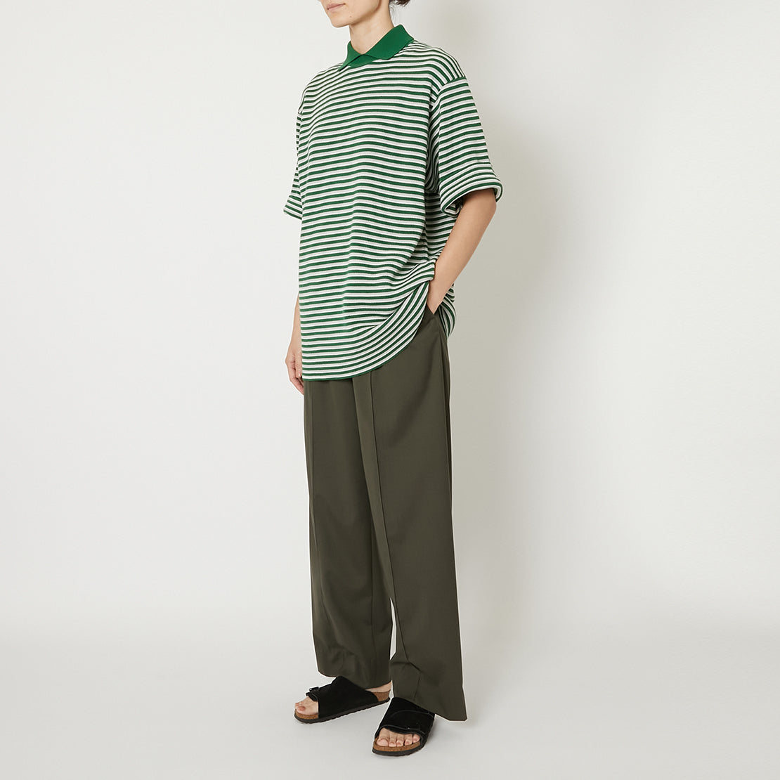 PRODUCT TWELVE "PONCHI BORDER POLO COLLAR KNIT T-SHIRT"