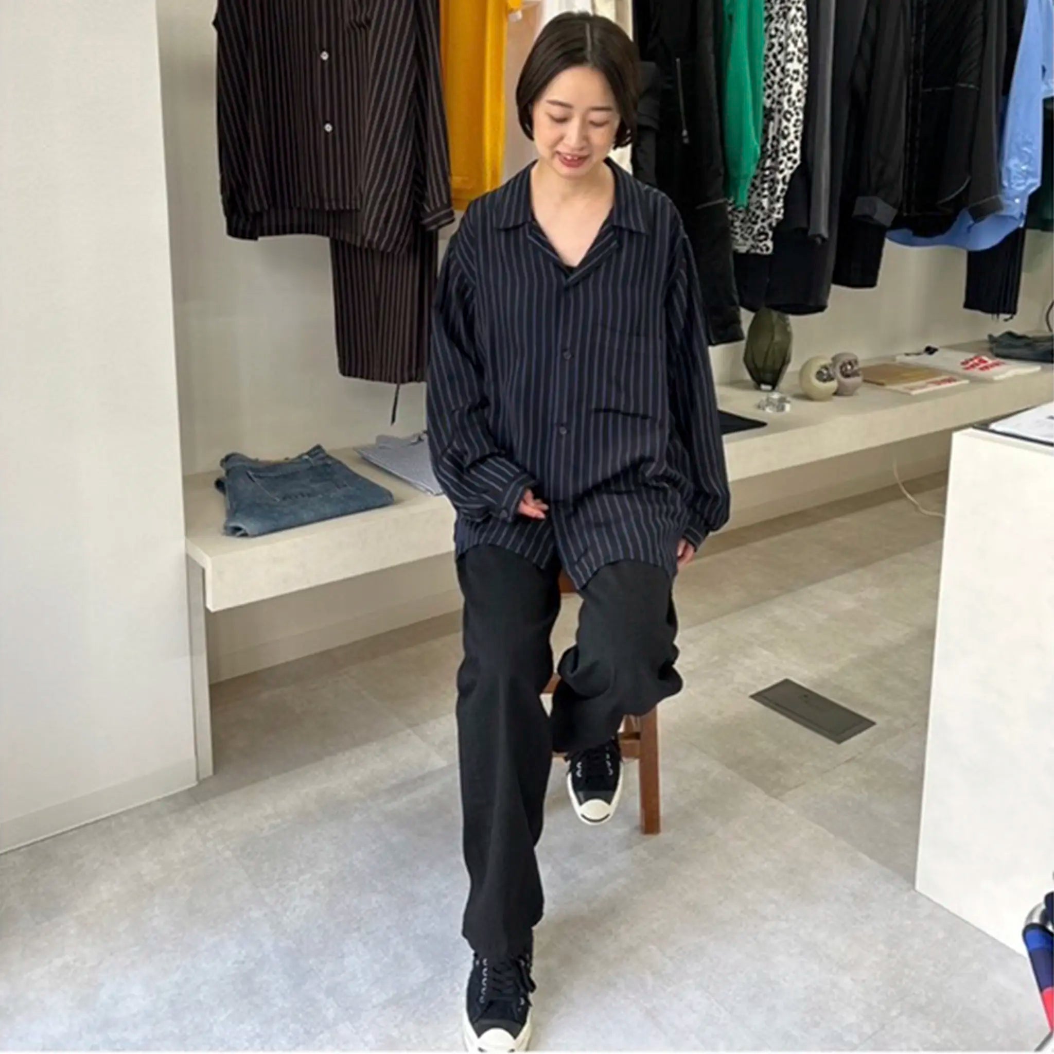OKOLO "SIMONS JEANS" BLACK DENIM TROUSERS ブラックデニム トラウザーパンツ
