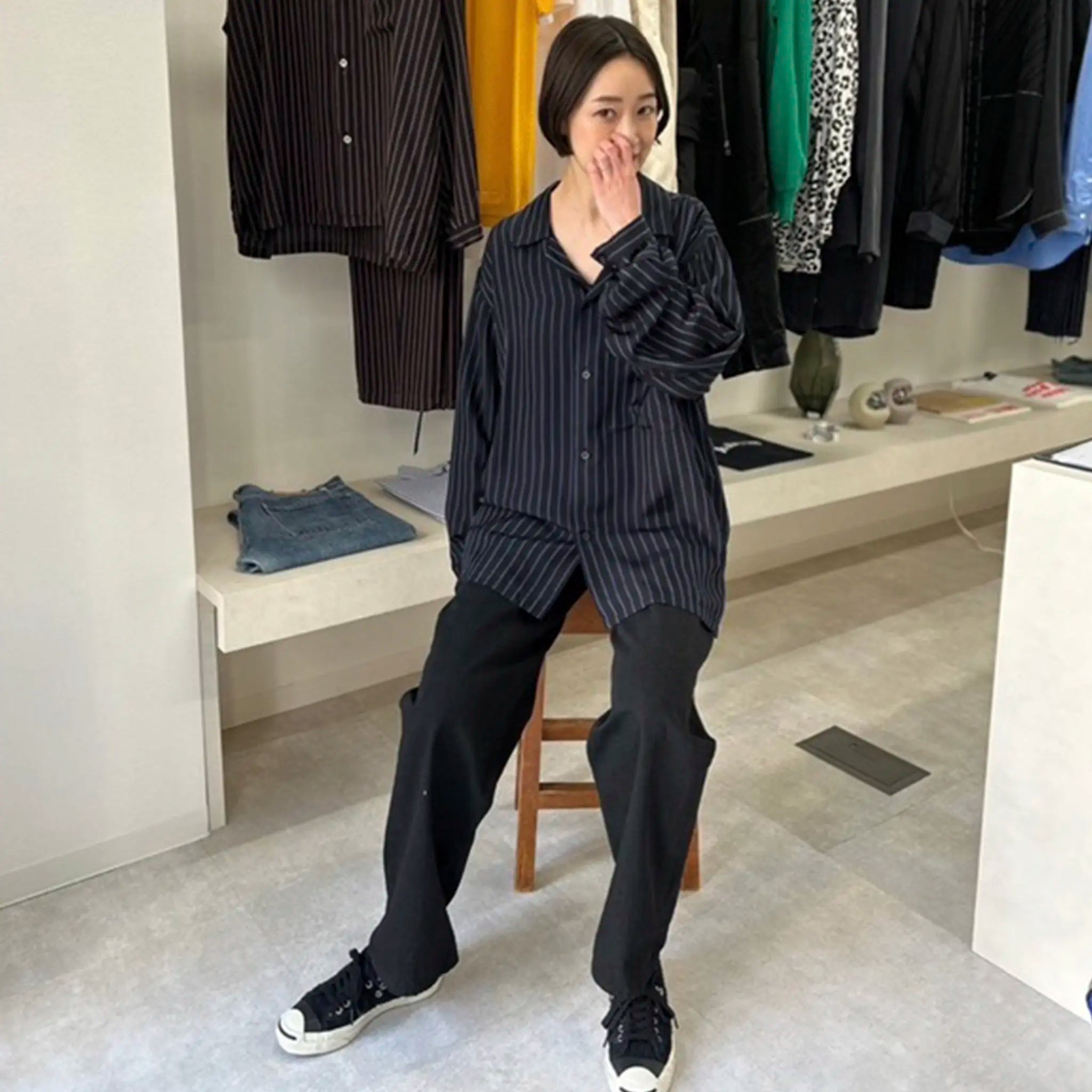 OKOLO "SIMONS JEANS" BLACK DENIM TROUSERS ブラックデニム トラウザーパンツ