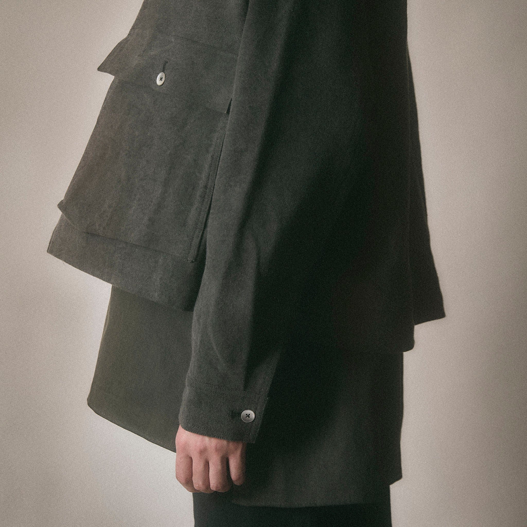AXIS（アクシス）/ OVER SIZE PULL OVER SHIRT コットンサテンギャザープルオーバーシャツ