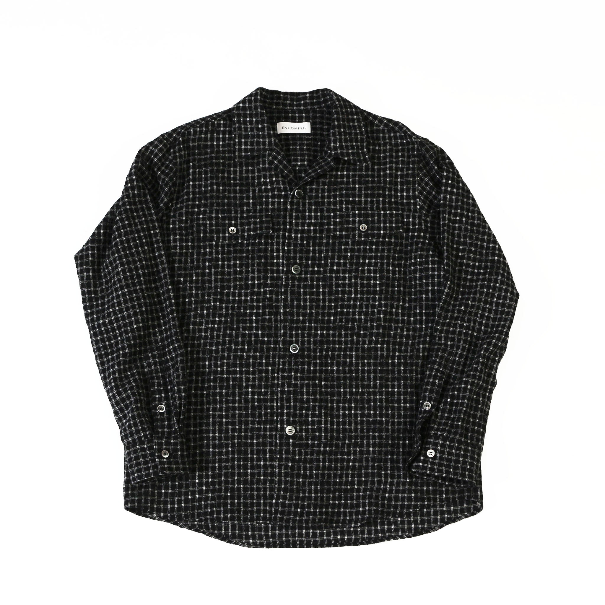 ENCOMING "OPEN COLLAR SHIRT" チェック オープンカラーシャツ