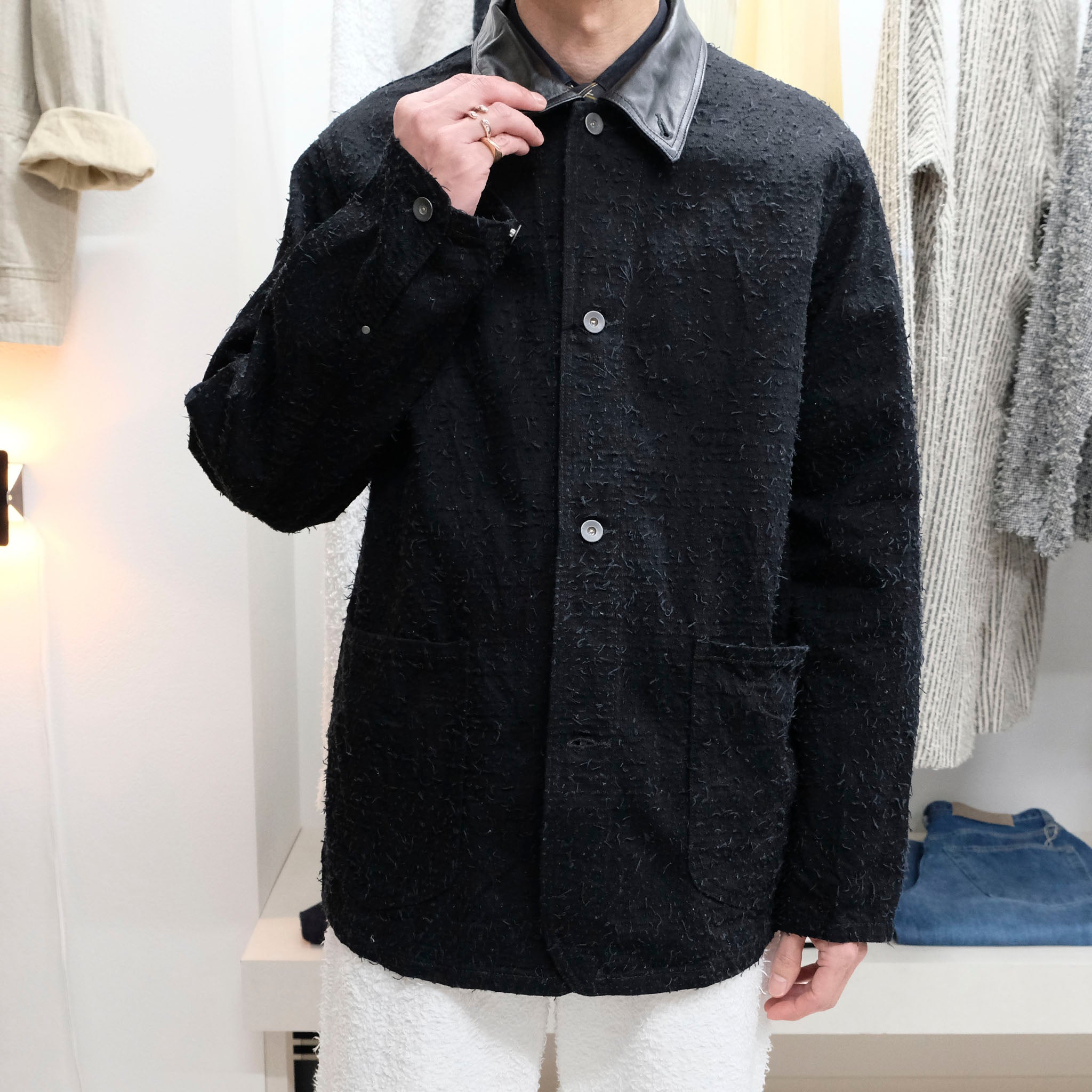 saby ブラック デニムjt SABY (サバイ) / WORKERS JACKET TYPE TWO POCKET - 12oz Needle Work