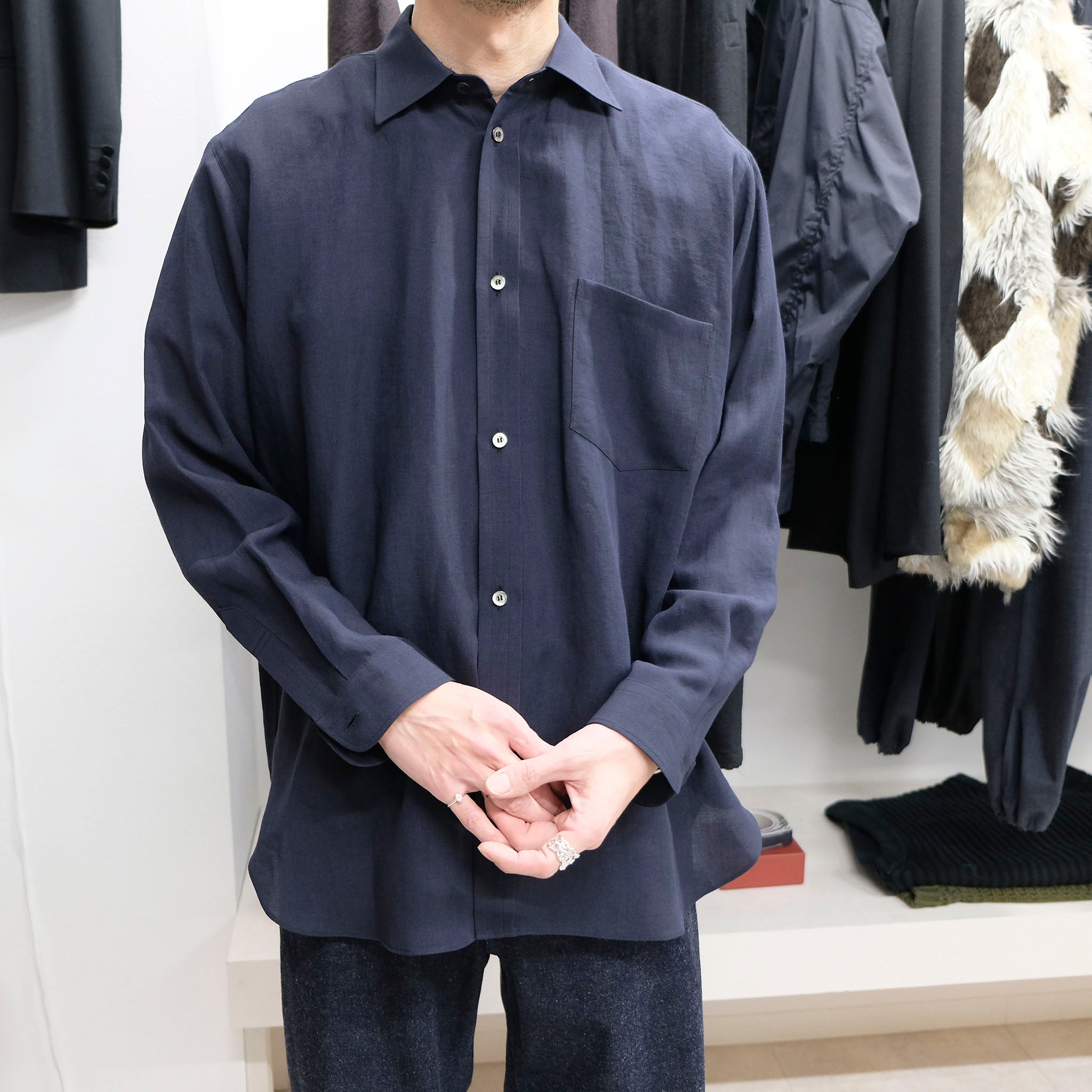 美品 45rpm ロングスリーブシャツ やわらかコットン 大きいサイズ XL ENCOMING 