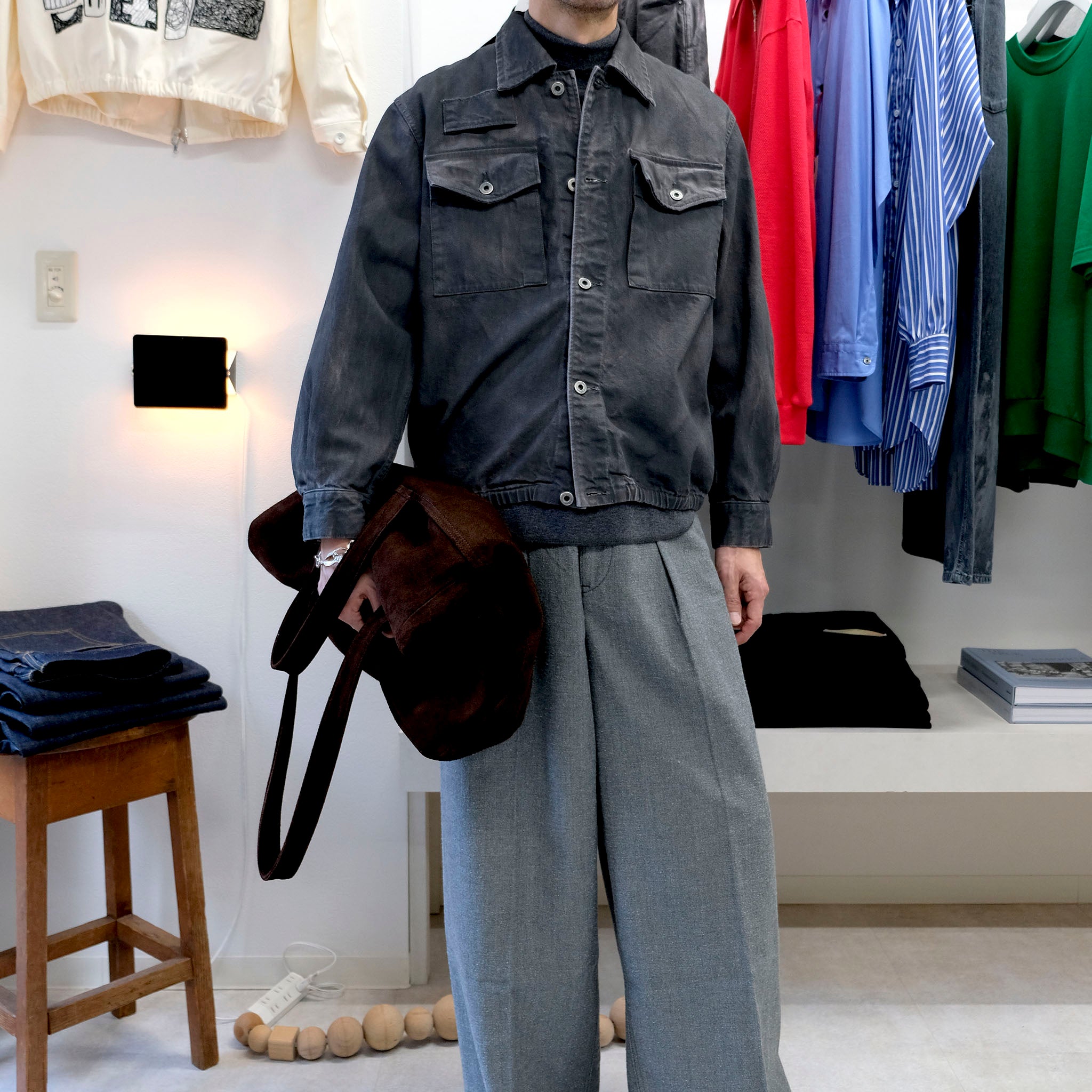 Encoming ホワイトデニム ENCOMING SPOTTED DENIM TROUSER
