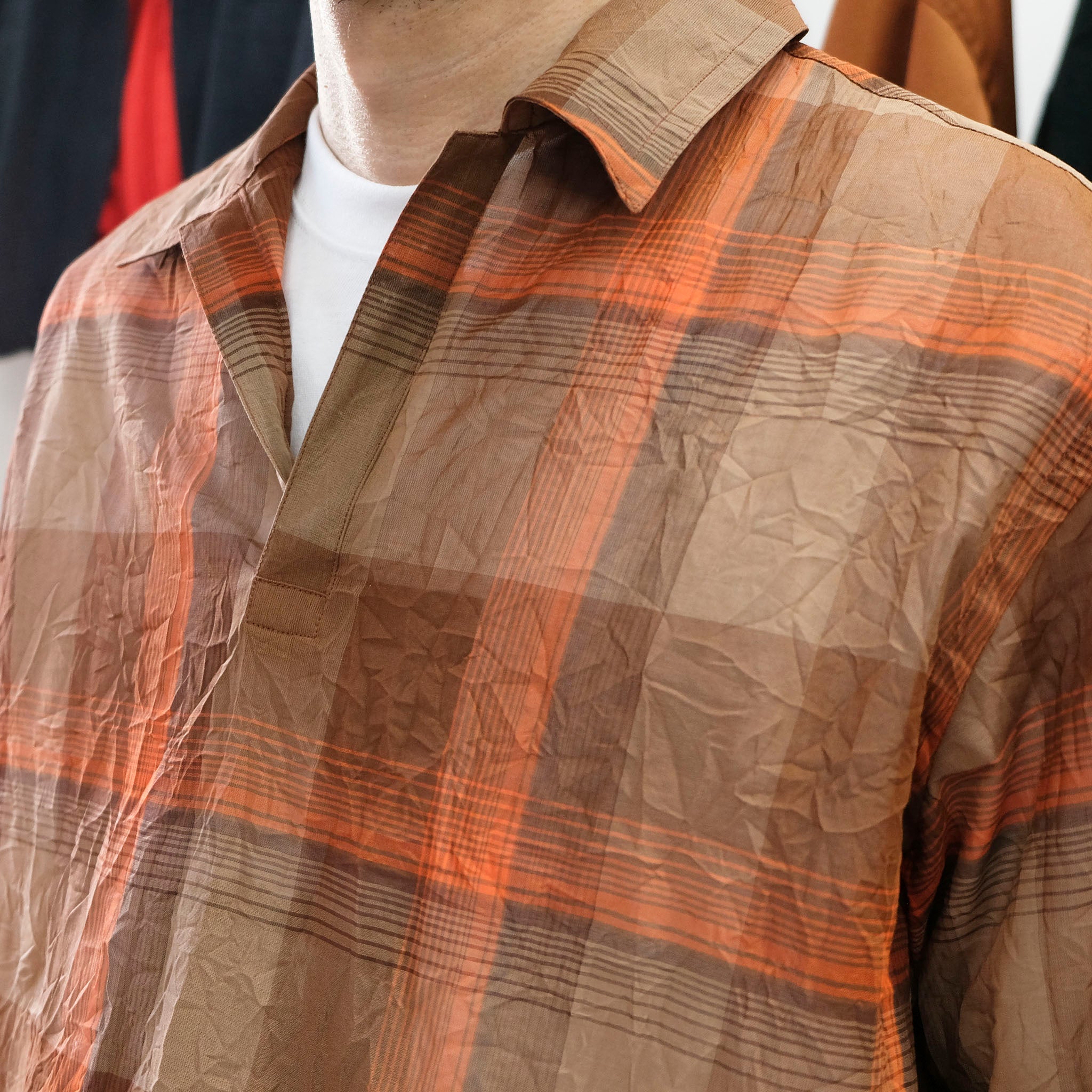 ENCOMING "PULLOVER POCKETS SHIRT"  チェック スキッパーシャツ