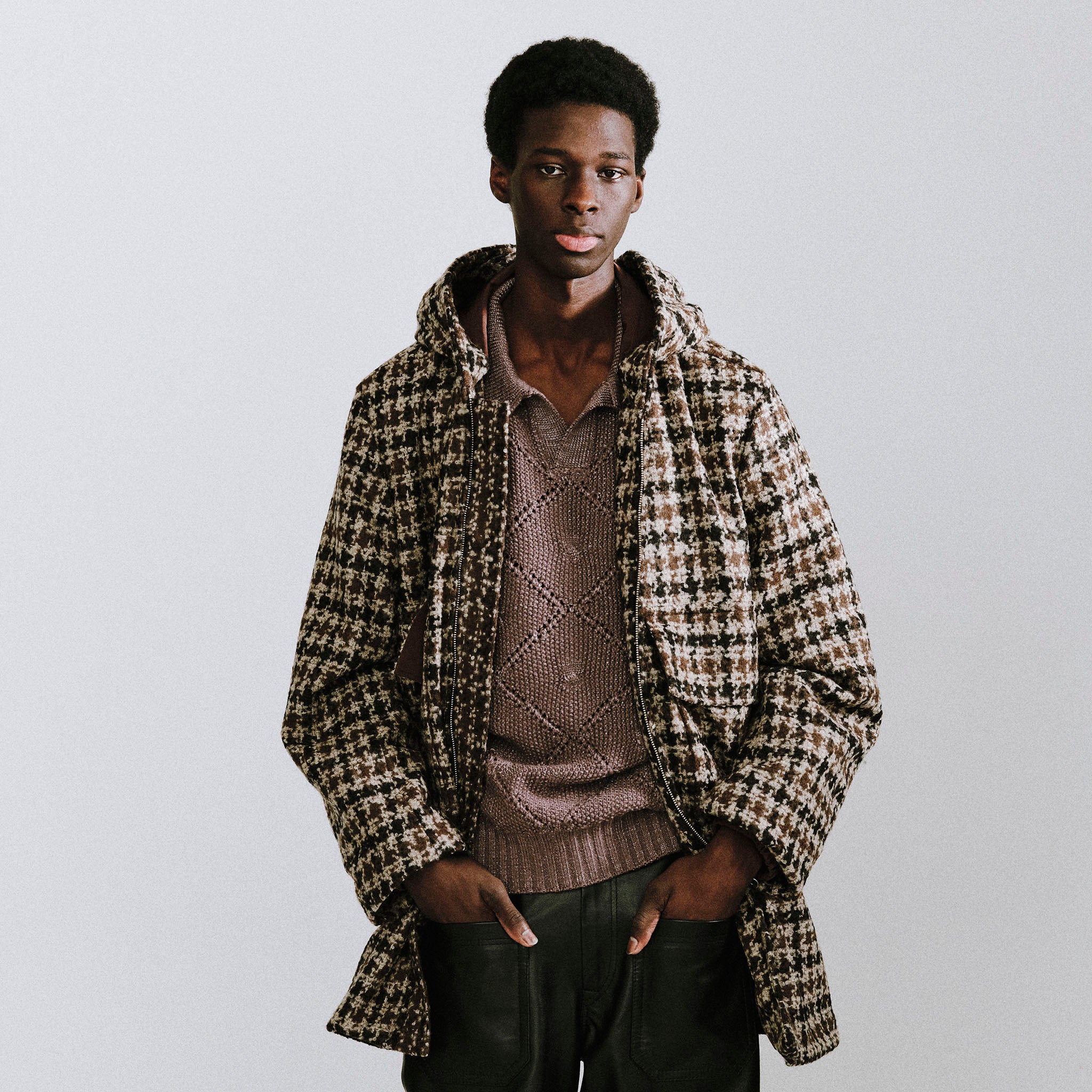 ENCOMING "KNITTED OVER POLO" アーガイルニットポロ