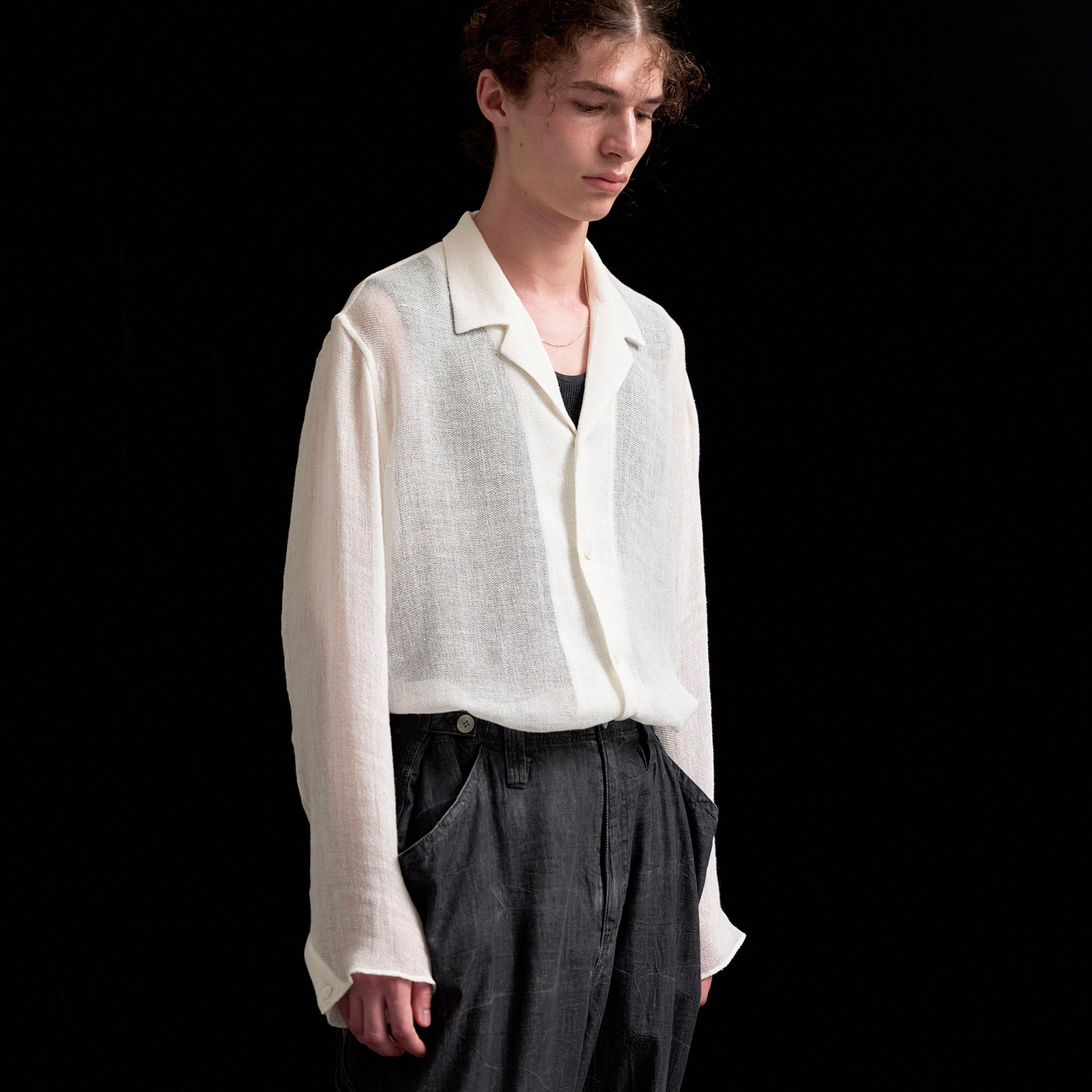 SABY (サバイ) / LAPEL SHIRTS - Bishu Japan Rayon Linen leno weave FAB -