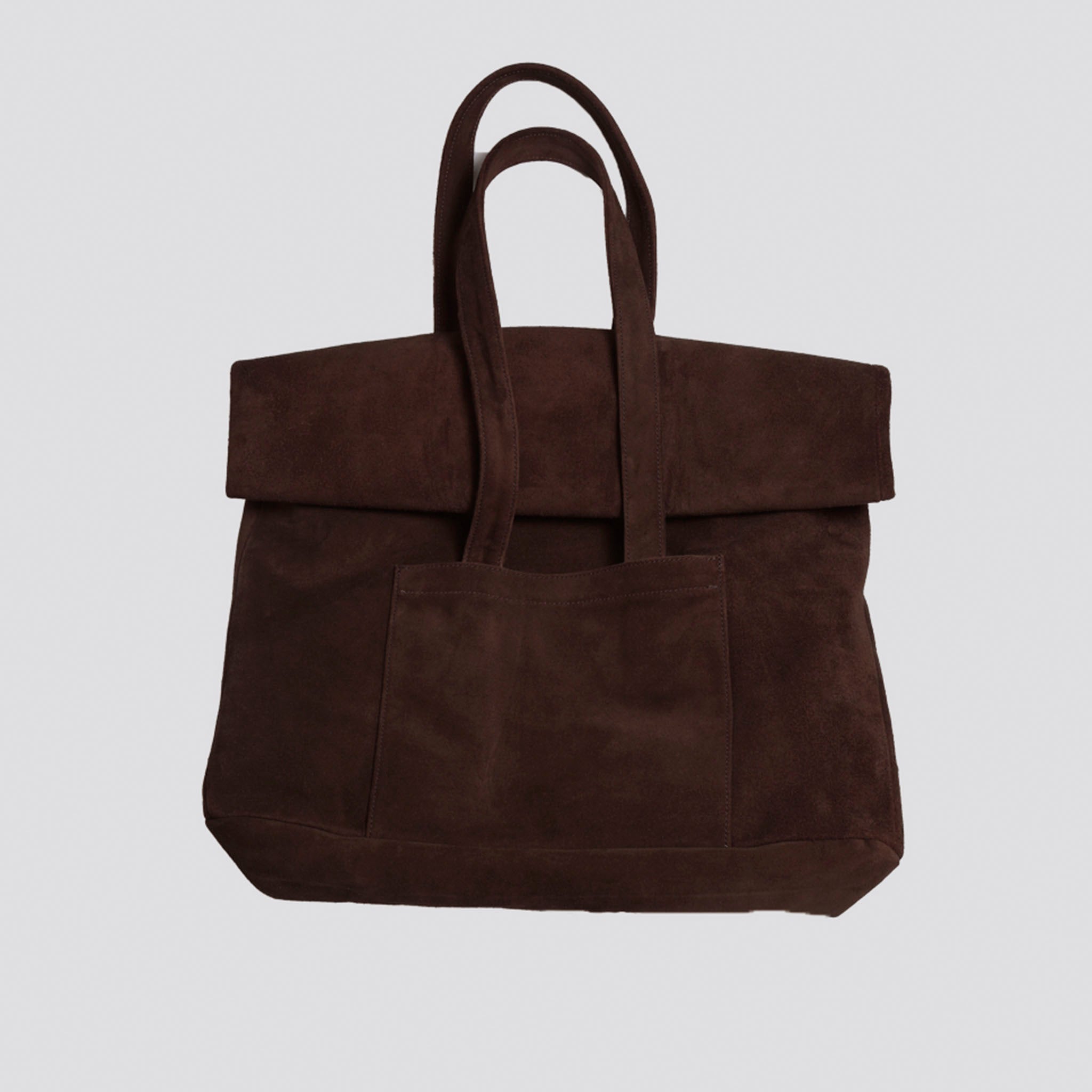ENCOMING "ROLLED PAPER TOTE BAG" カウレザー スエード ペーパートートバッグ