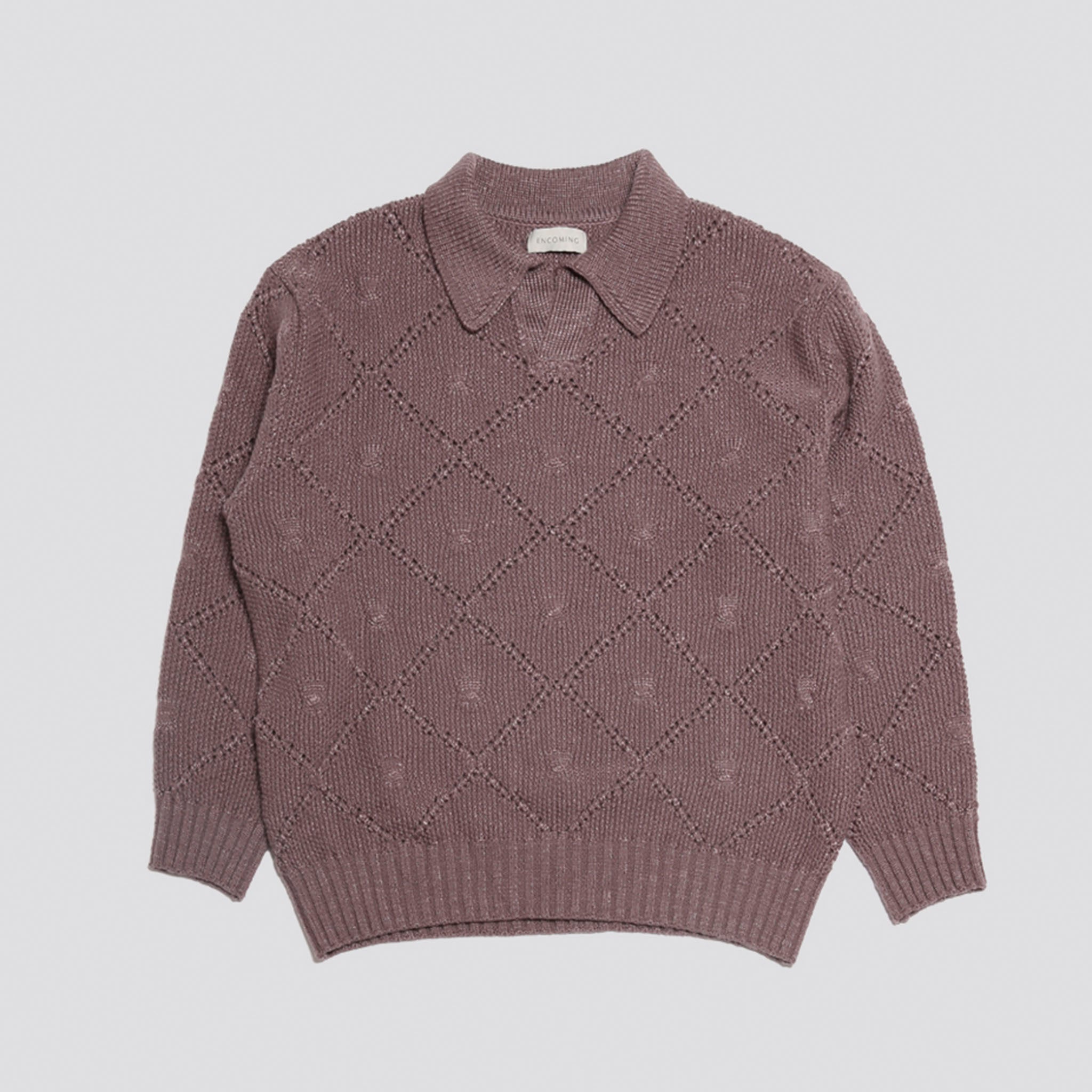 ENCOMING "KNITTED OVER POLO" アーガイルニットポロ