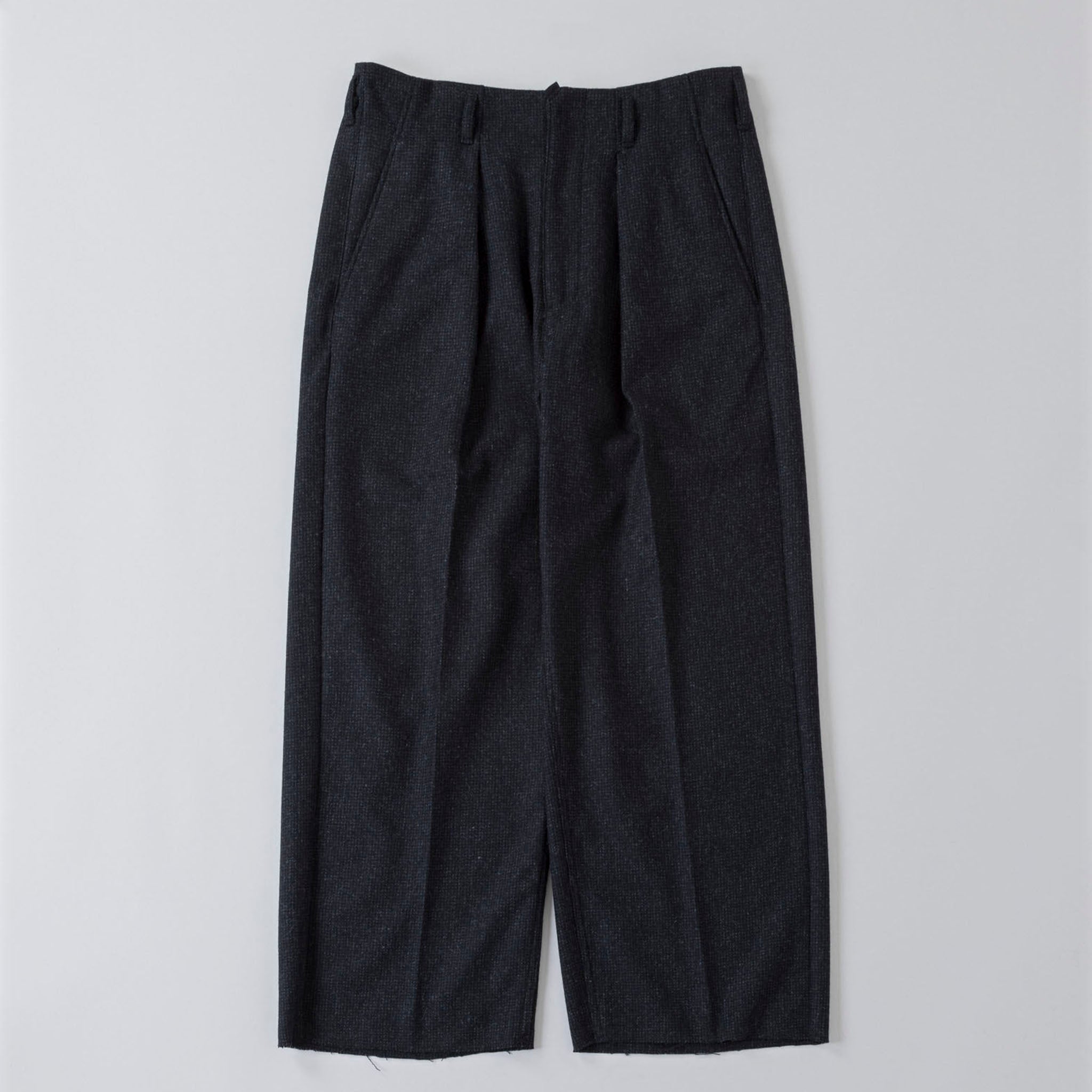 SABY "TUCK BAGGY TYPE 2 - Cashmere Vintage Herringbone Fab -" カシミアウール ワイドスラックス