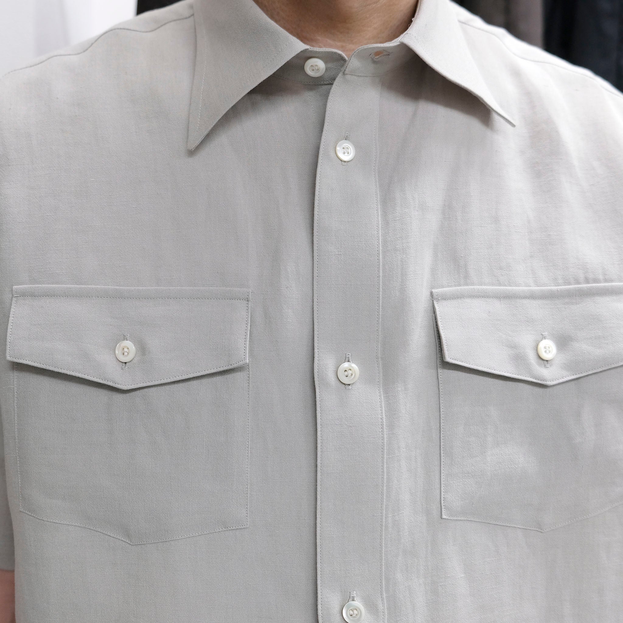 ENCOMING "CLASSIC HALF SLEEVE SHIRT" リネン ハーフスリーブシャツ