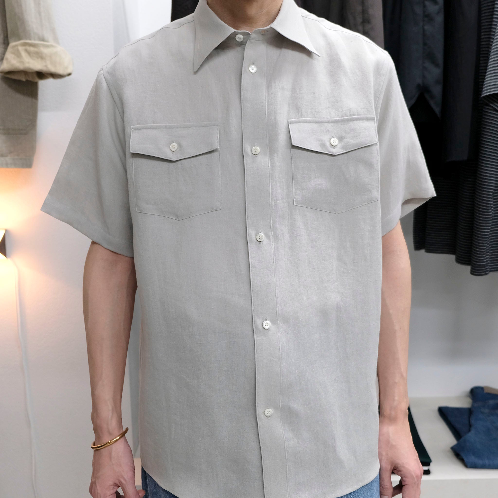ENCOMING "CLASSIC HALF SLEEVE SHIRT" リネン ハーフスリーブシャツ