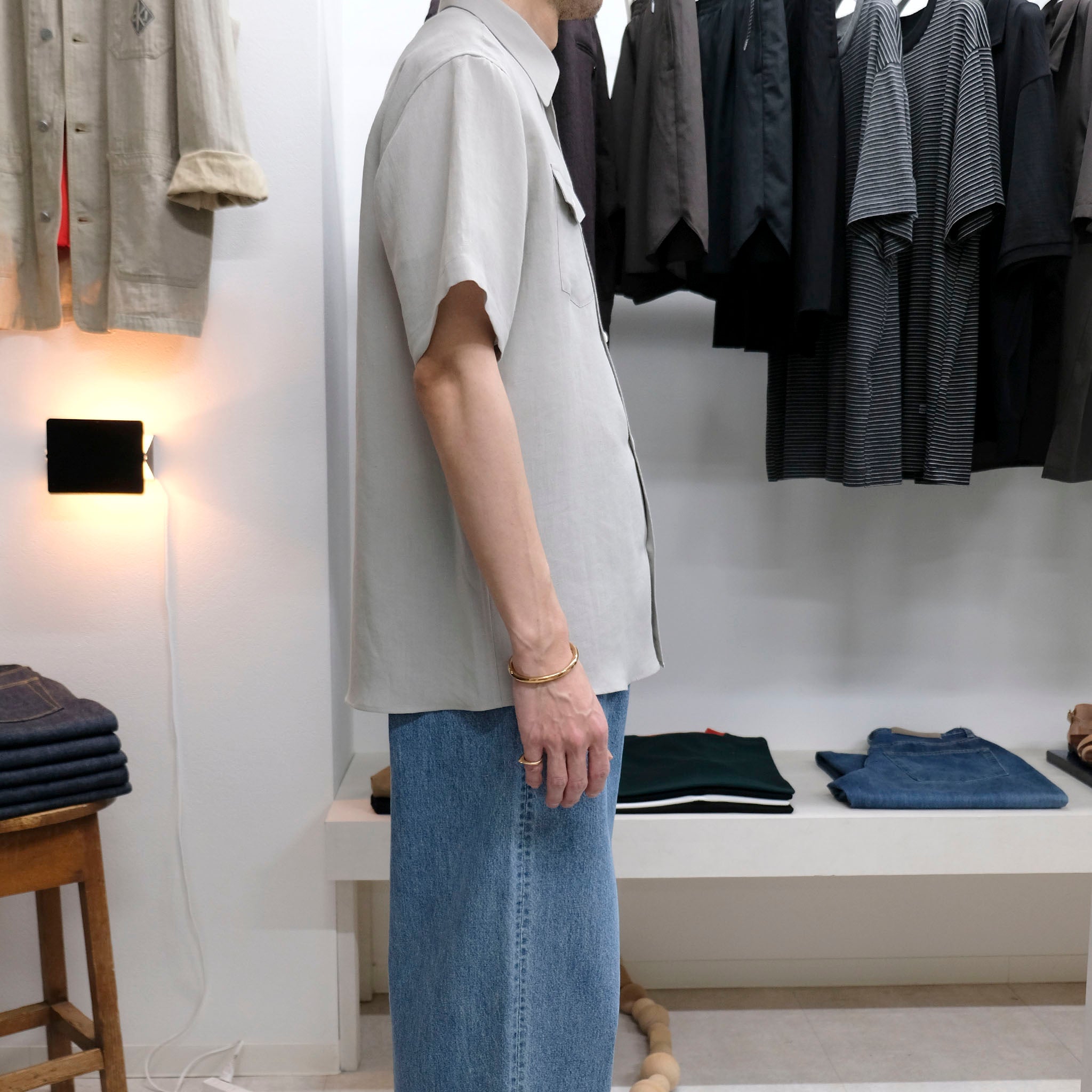 ENCOMING "CLASSIC HALF SLEEVE SHIRT" リネン ハーフスリーブシャツ