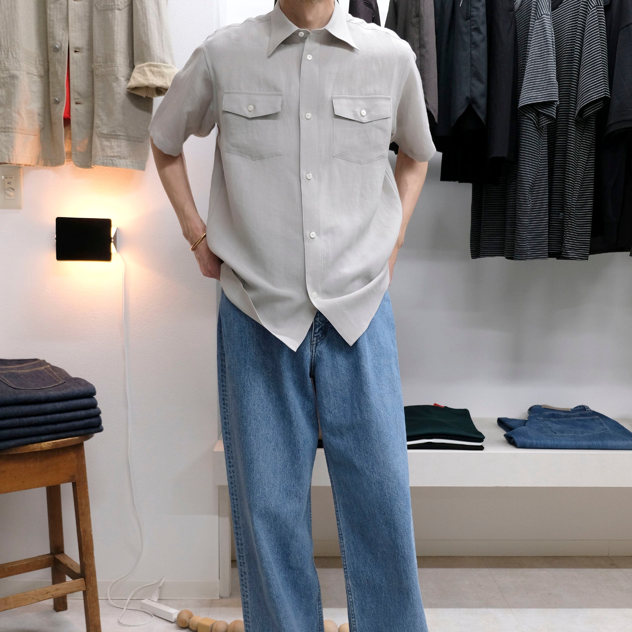 ENCOMING "CLASSIC HALF SLEEVE SHIRT" リネン ハーフスリーブシャツ