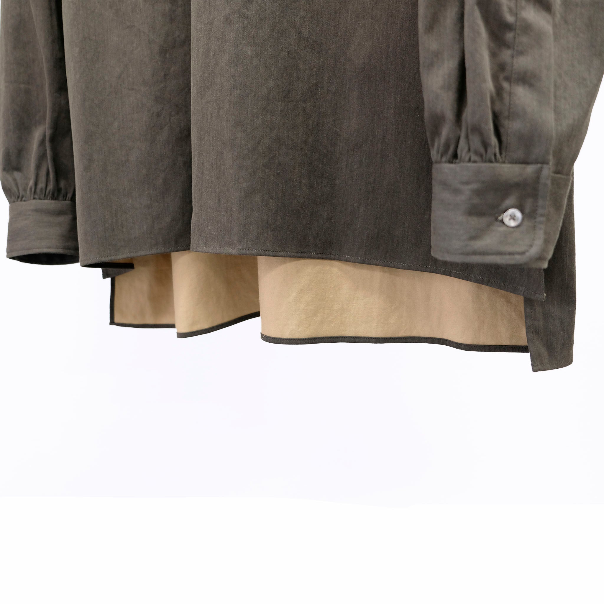 AXIS（アクシス）/ OVER SIZE PULL OVER SHIRT コットンサテンギャザープルオーバーシャツ