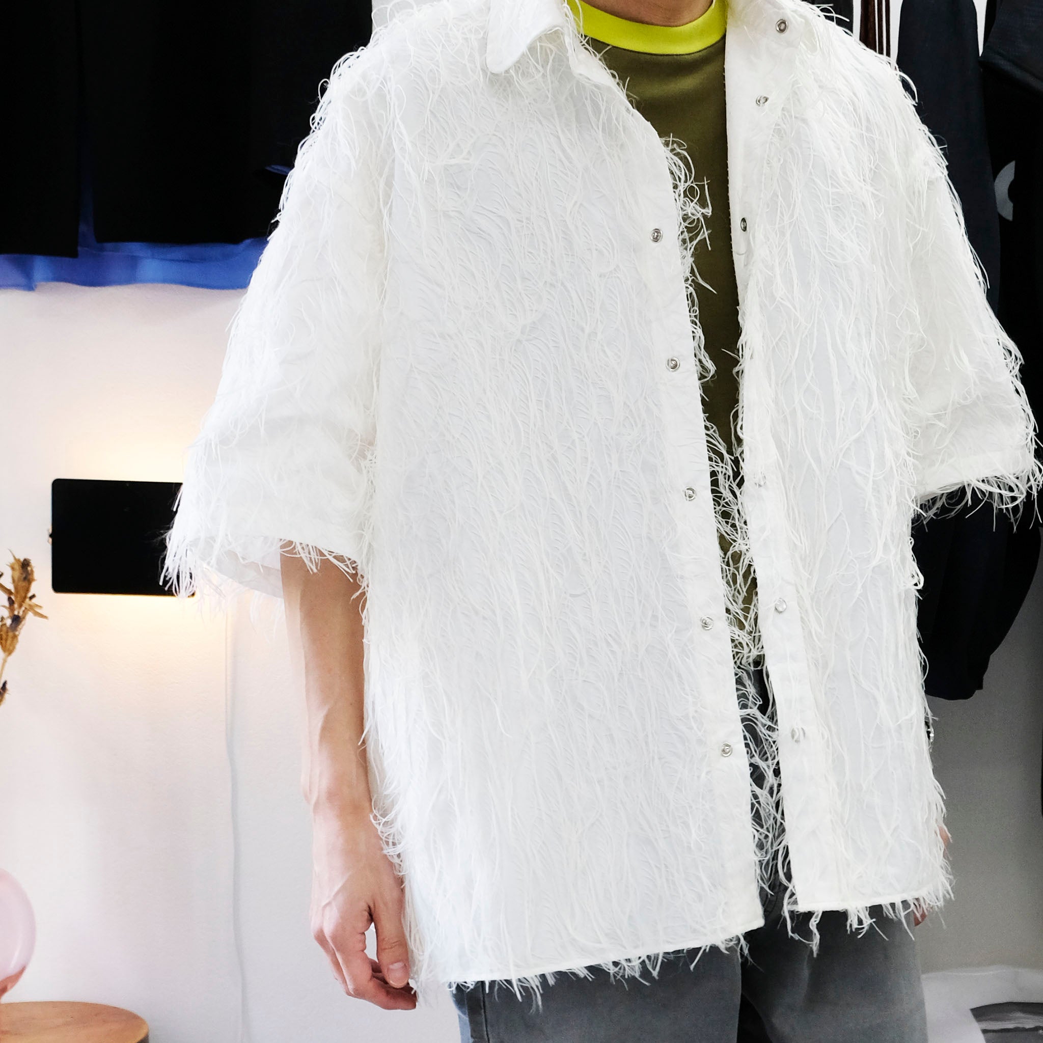 RANDY "29" スワロフスキー ハーフスリーブ ファーシャツ