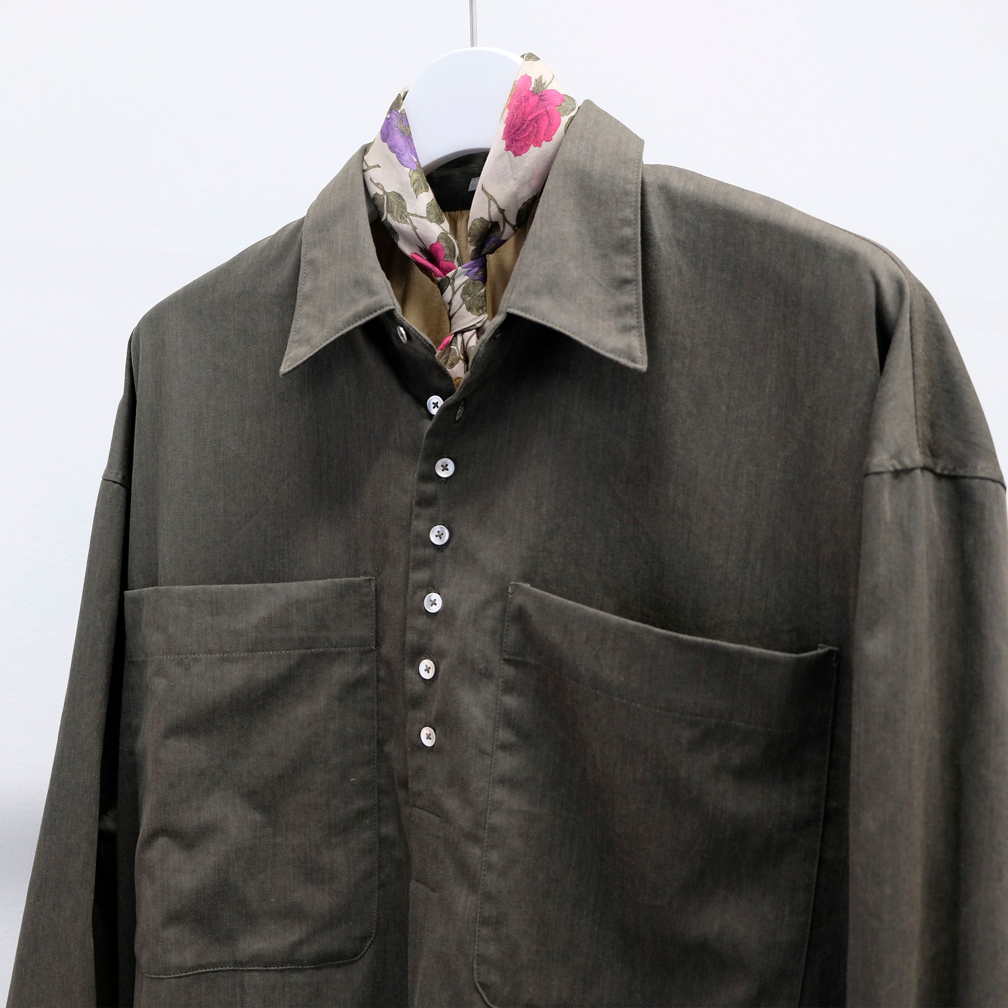 AXIS（アクシス）/ OVER SIZE PULL OVER SHIRT コットンサテンギャザープルオーバーシャツ