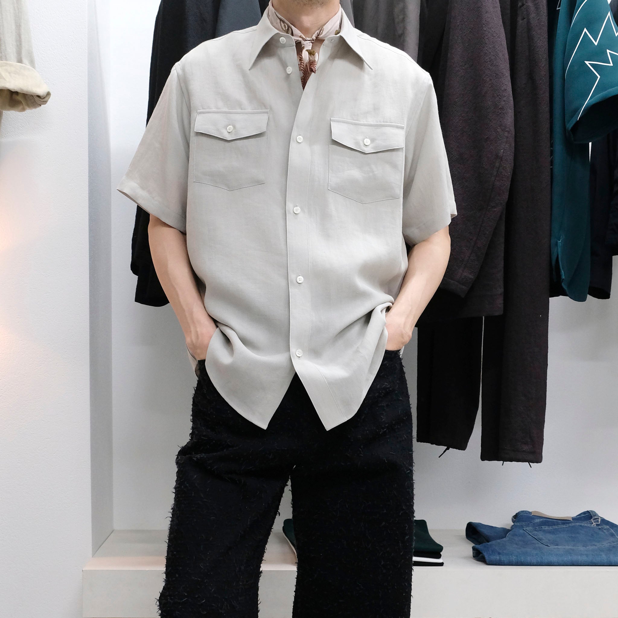ENCOMING "CLASSIC HALF SLEEVE SHIRT" リネン ハーフスリーブシャツ