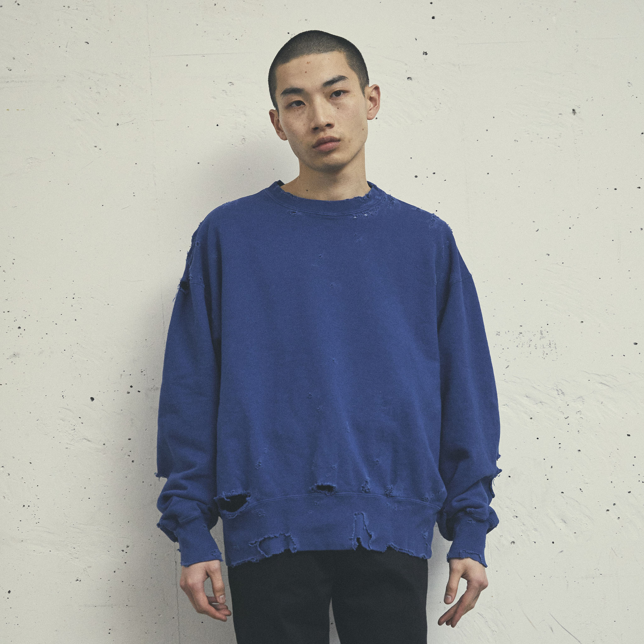 KURO "MORE DAMAGE WASHED CREW NECK SWEAT" スペシャルダメージ スウェット