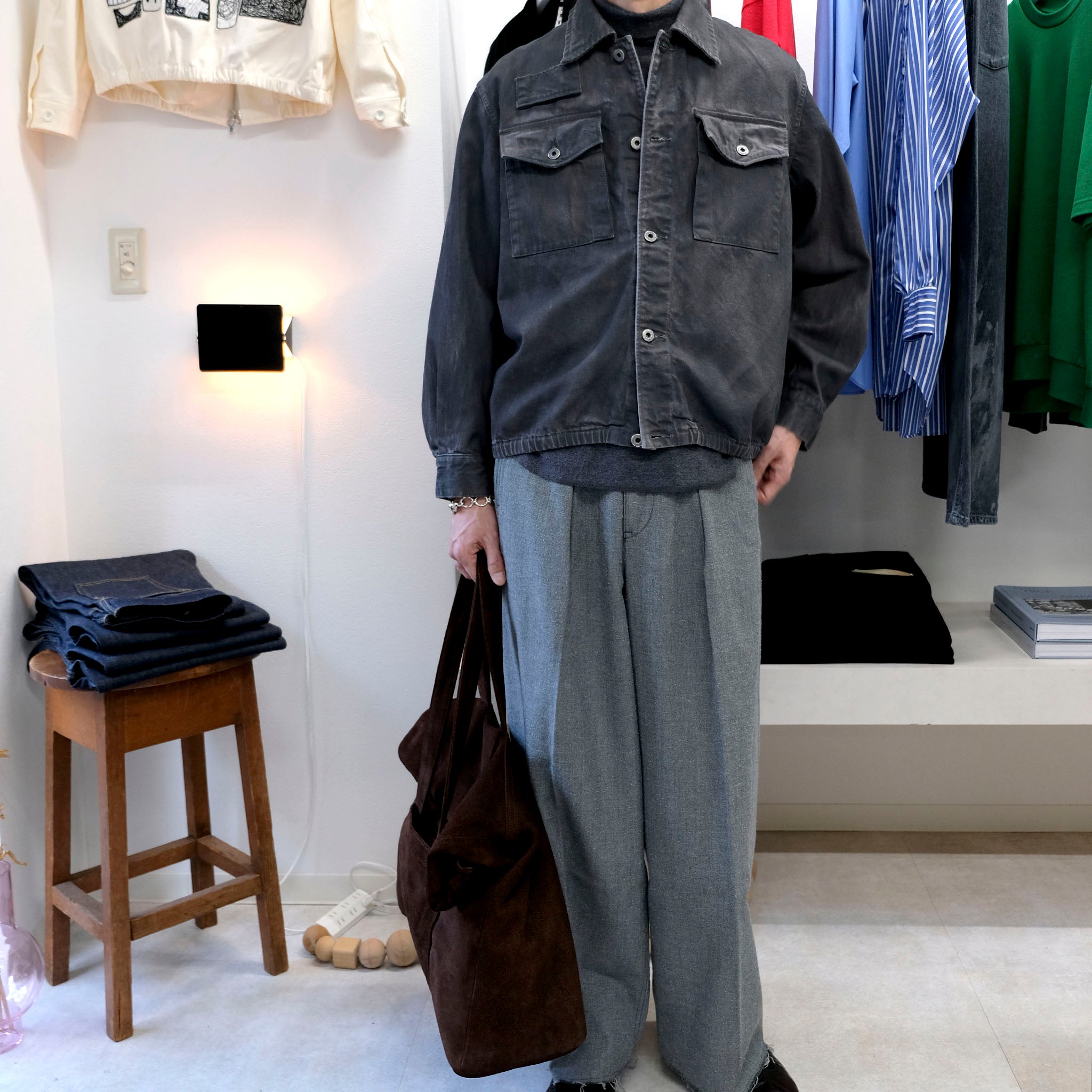 SABY "TUCK-BAGGY TYPE 3- Bishu Japan Nep Wool FAB -" ネップウール トラウザー